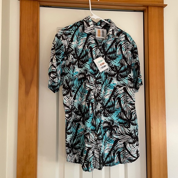 Tropical bros black, white, blue shirt. Size M - Picture 1 of 4